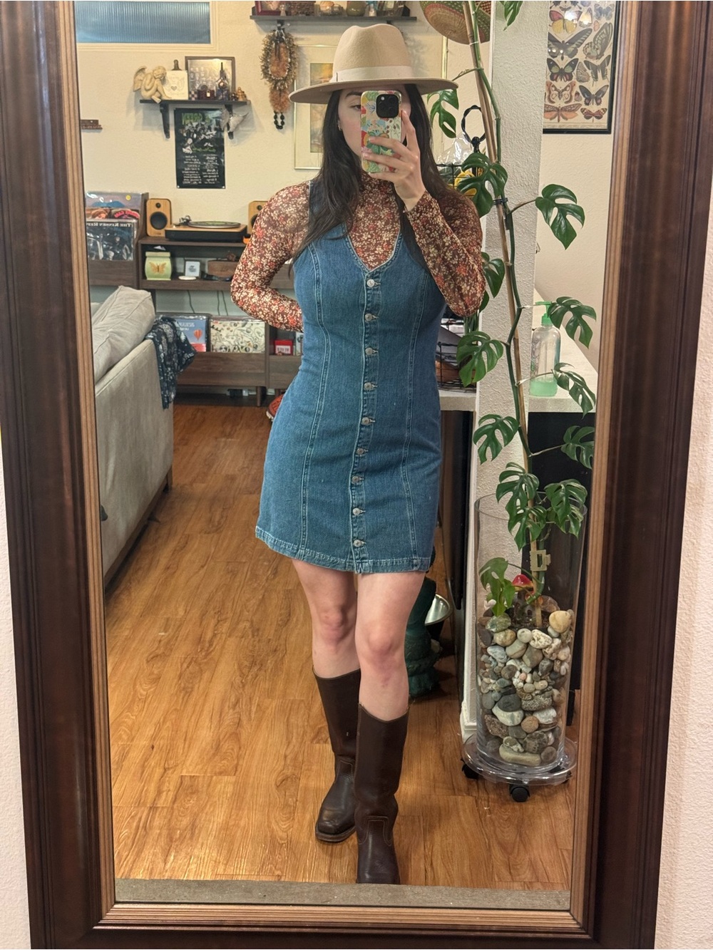 Levi's Blue Denim Button-Front Overall Dress